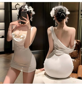 FEE ET MOI - Mysterious Venus Chest Chain Bodycon Dress (White)
